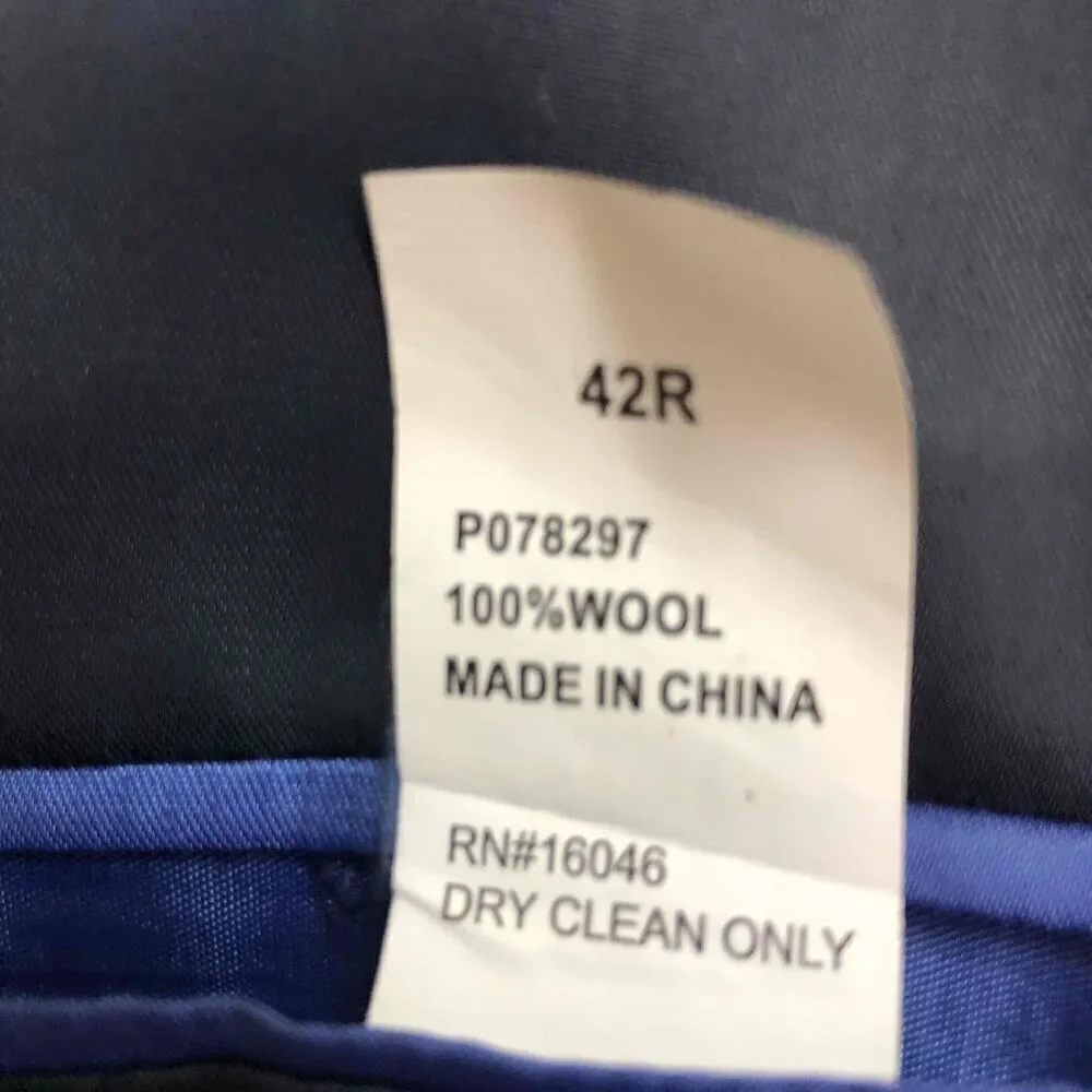 Nautica Mens Black Pinstripe Blazer Jacket 100% Wool Notched Lapel 42R